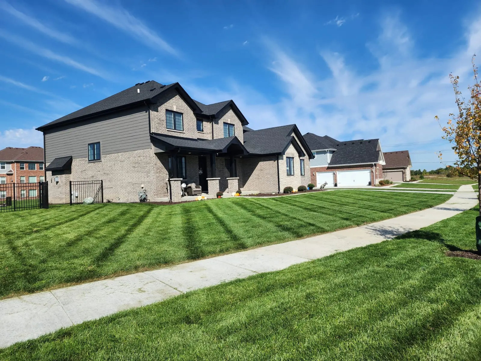 Landscaping team working on comercial garden